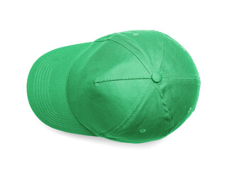 Poster - Stylish green baseball cap isolated on white, top view