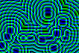 Fototapeta  - Ciekawe owalne kształty, fale nakładające się na siebie w neonowych barwach z efektem gradientu. Abstrakcyjne tło, tekstura