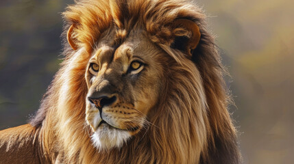 Wall Mural - close-up of lion with blurry background