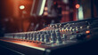 sound mixer in recording studio at night