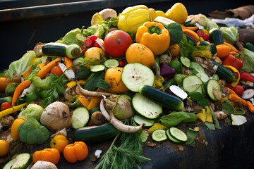 Wall Mural - Assorted Vegetables and Fruits on Trash Can
