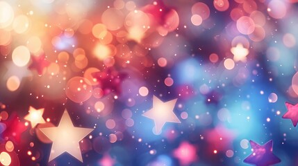 Festive abstract background with bokeh defocused lights and stars