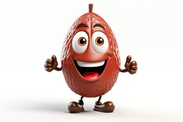 3D organic cocoa funny cartoon character with eyes on white background Generative AI Illustration