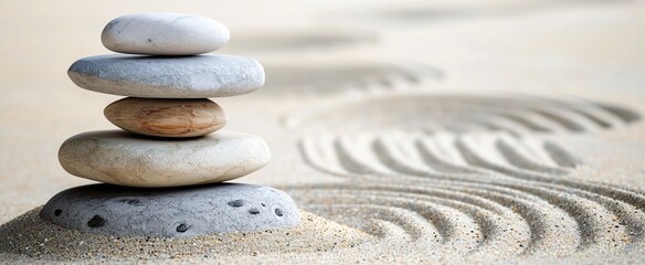 Wall Mural - zen stones on the beach