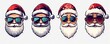 © StockElysium - Holiday Christmas  santa claus  - Collection set of sticker of cool hipster santa claus or nicholas with sunglasses, illustration  style, isolated on white background png, Generative AI