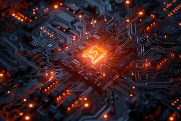 Leinwandbilder - Complex circuit board, illustrating the integration of artificial intelligence technology with electronic hardware.