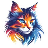 Fototapeta Pokój dzieciecy - Vibrant Multi-Colored Illustration of a Stylized Cat With Artistic Flair