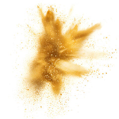 a gold dust explosion on a white background