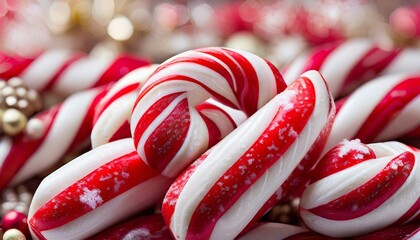 Wall Mural - christmas white and red candy canes background