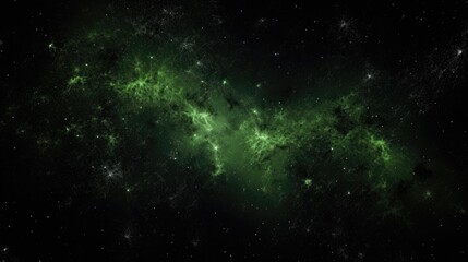 vibrant green nebula galaxy. a dynamic and vibrant green nebula forms a galaxy in the dark cosmos.