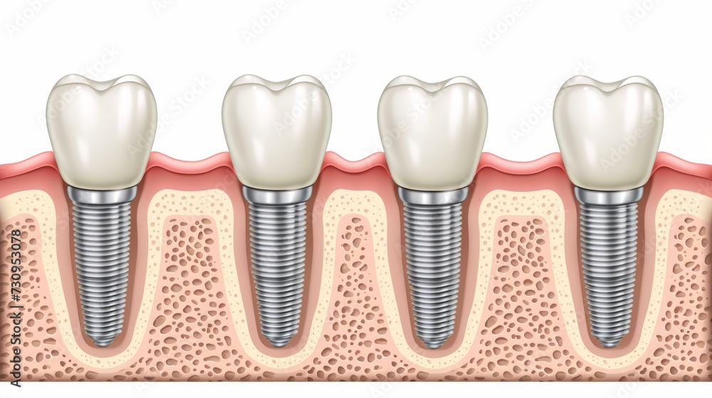 Tooth Im Plan Example Illustrated infographic stages of receiving a tooth implant with space ...