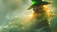 Saint Patrick's Day Character Leprechaun With Green Hat And Four Leave Clovers Sparkles Shamrock Copy Space 4k Video