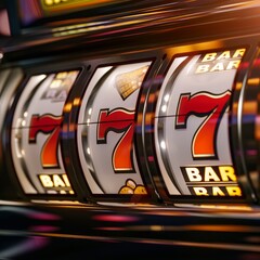 Slot Machine One Handed Bandit Game. Rolling Drums. Casinos and Gambling Industry.