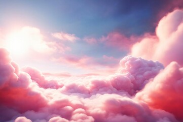 Wall Mural - Pink Clouds Background. Sky Background. Clouds Texture. Beautiful cloudscape with blue sky and pink clouds
