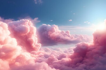 Wall Mural - Pink Clouds Background. Sky Background. Clouds Texture. Beautiful cloudscape with blue sky and pink clouds