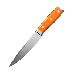 Poster - Kitchen knife with orange steel blade with saved path isolated on transparent background