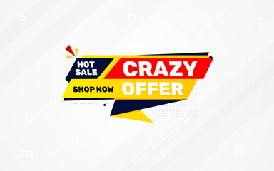 Crazy Offer Sale Background. Sale banner design template. Vector illustration. Market promotion banner and crazy discount announcement background vector illustration.