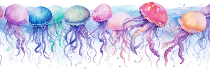 Wall Mural - abstract watercolor colorful jellyfish pattern