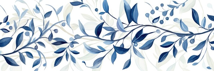 abstract blue vintage background with leaves