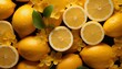 lemon background full of organic citrus. lemons