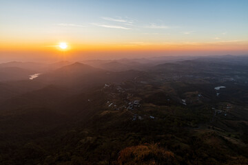 Wall Mural - beautiful skyline in sunset over mountains.