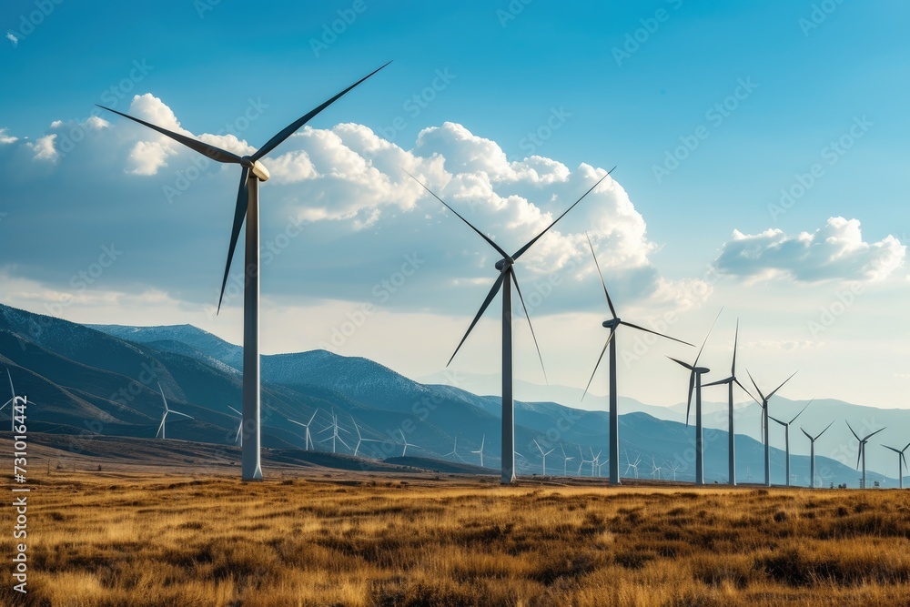renewable energy with green energy as wind turbines Stock Illustration ...