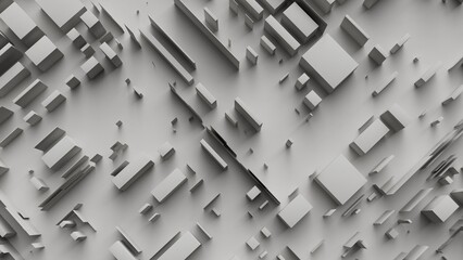 white Urban city concept view from above, 3d rendering