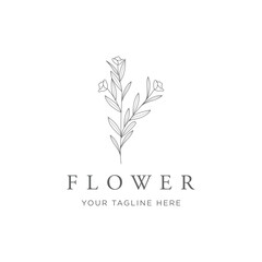 Wall Mural - hand drawn floral or botanical logo template design.logo for business, photography, studio, wedding and flower shop.