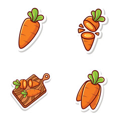 set vector cute cartoon of carrot isolated