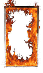 Wall Mural - Fiery Border  Flame Frame Design on Transparent Background - Stock PNG Image