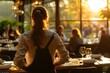 © vanilnilnilla - Waitress Standing at Restaurant near Sunset