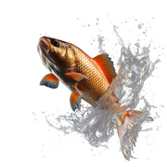 Wall Mural - Dynamic Real Fish Leap - Isolated Aquatic Motion on Transparent Background PNG