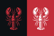 Lobster. Vintage engraving illustration. Icon, logo, emblem. Isolated object. Black, red and white. Outline vector illustration