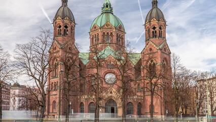 Wall Mural - St. Luke's Church or Lukaskirche timelapse, the largest Protestant church in Munich, southern Germany