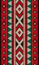 Vertical Traditional Arabian Sadu Weaving Pattern In Red Black And White Sheep Wool By Craitza