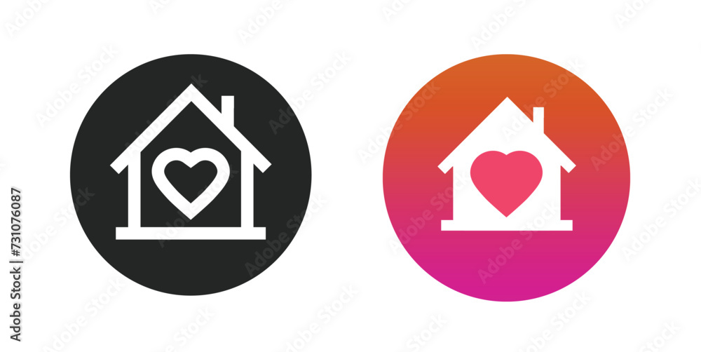 Heart house home icon simple graphic vector illustration set, family ...