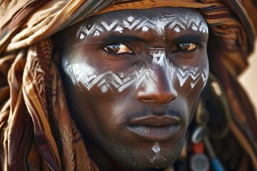 JI Saharan Man with White drawings on the face.