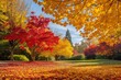 Autumn vibrance A park aglow with red Yellow And orange leaves A celebration of seasonal beauty