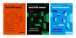 © KKK - Template futuristic graphic design poster 3 color set digital tech science background modern abstract geometric website vertical 3D printing flyer backdrop line pattern portal cyber layout editorial