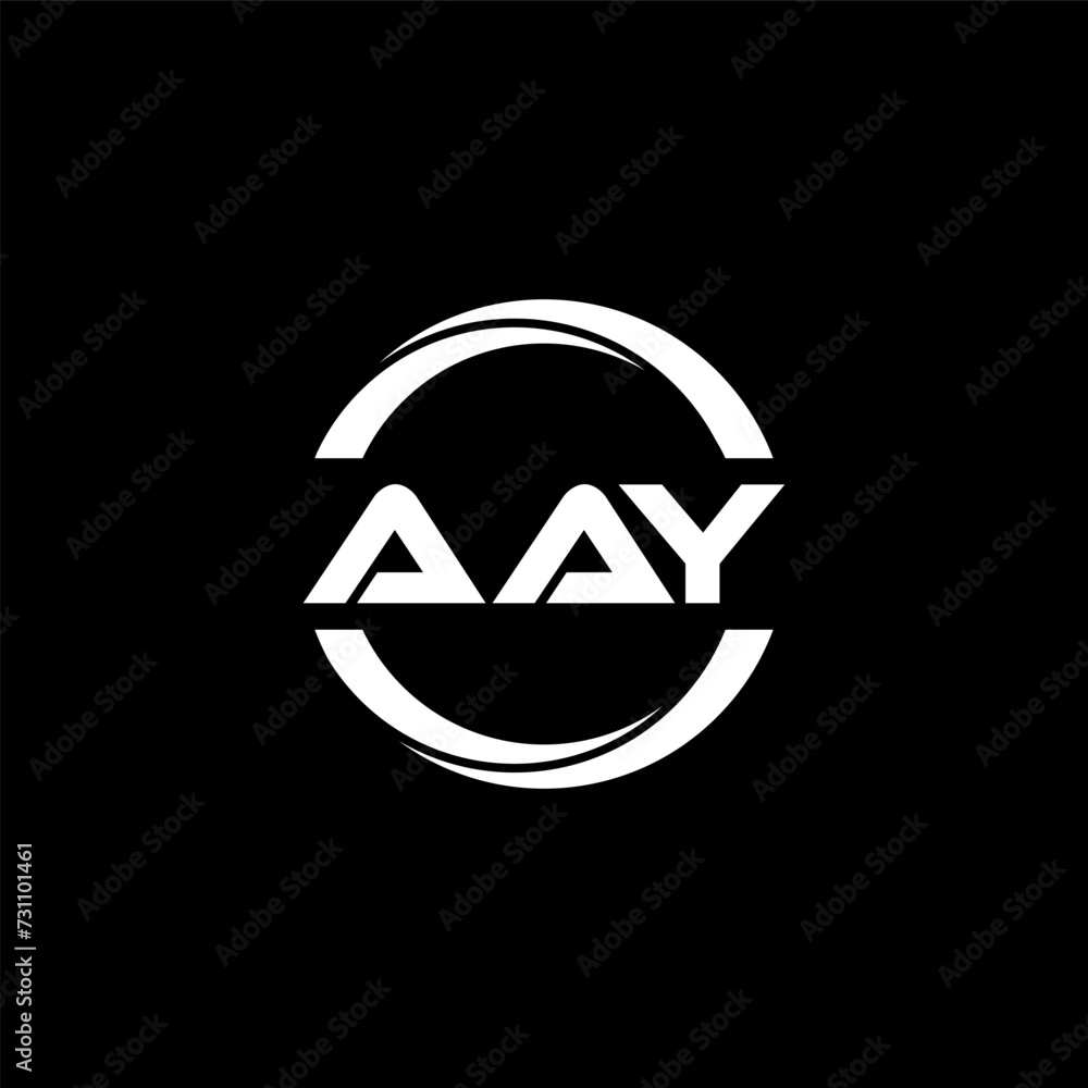 AAY letter logo design with black background in illustrator, cube logo