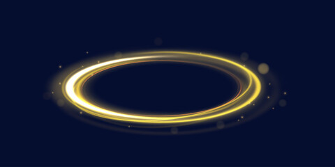 Wall Mural - Neon light circle of speed in the form of a round whirlpool. Curve blue line light effect. Luminous spiral round frame.