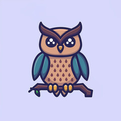 Canvas Print - Flat Logo of Vector Owl Design.