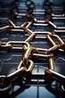 © Photocreo Bednarek - Shiny metal chain link detail on a dark smooth background