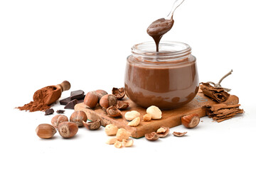 Wall Mural - nuts chocolate cream spreadable and which looks like Nutella cream is a typical Italian product produced with hazelnuts from Piemonte  or nuts from Lazio 