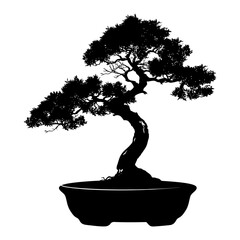 Wall Mural - silhouette bonsai tree black color only