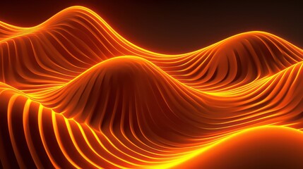 Wall Mural - 3D abstract background with an orange shining wave shape for a dynamic visual effect.