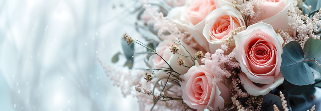 a pink and white bouquet is placed on a white backgro