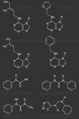 Sticker - Structural chemical formulas of natural and synthetic plant hormones cytokinin.