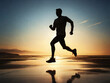 Silhouette of a running man or jogger or sprinter generative ai	
