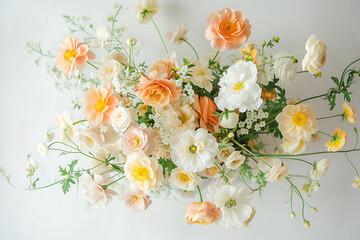 Wall Mural - an arrangement of flowers in a vase on a white backgr